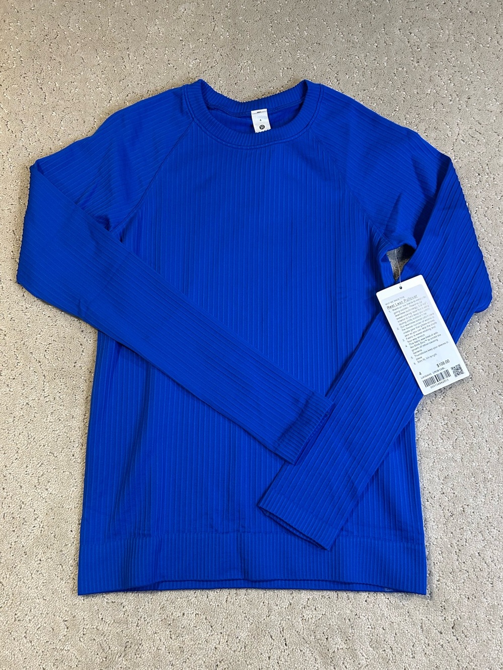 NWT Lululemon Rest Less Pullover Size 4 Cerulean Blue Long Sleeve Ribbed Top